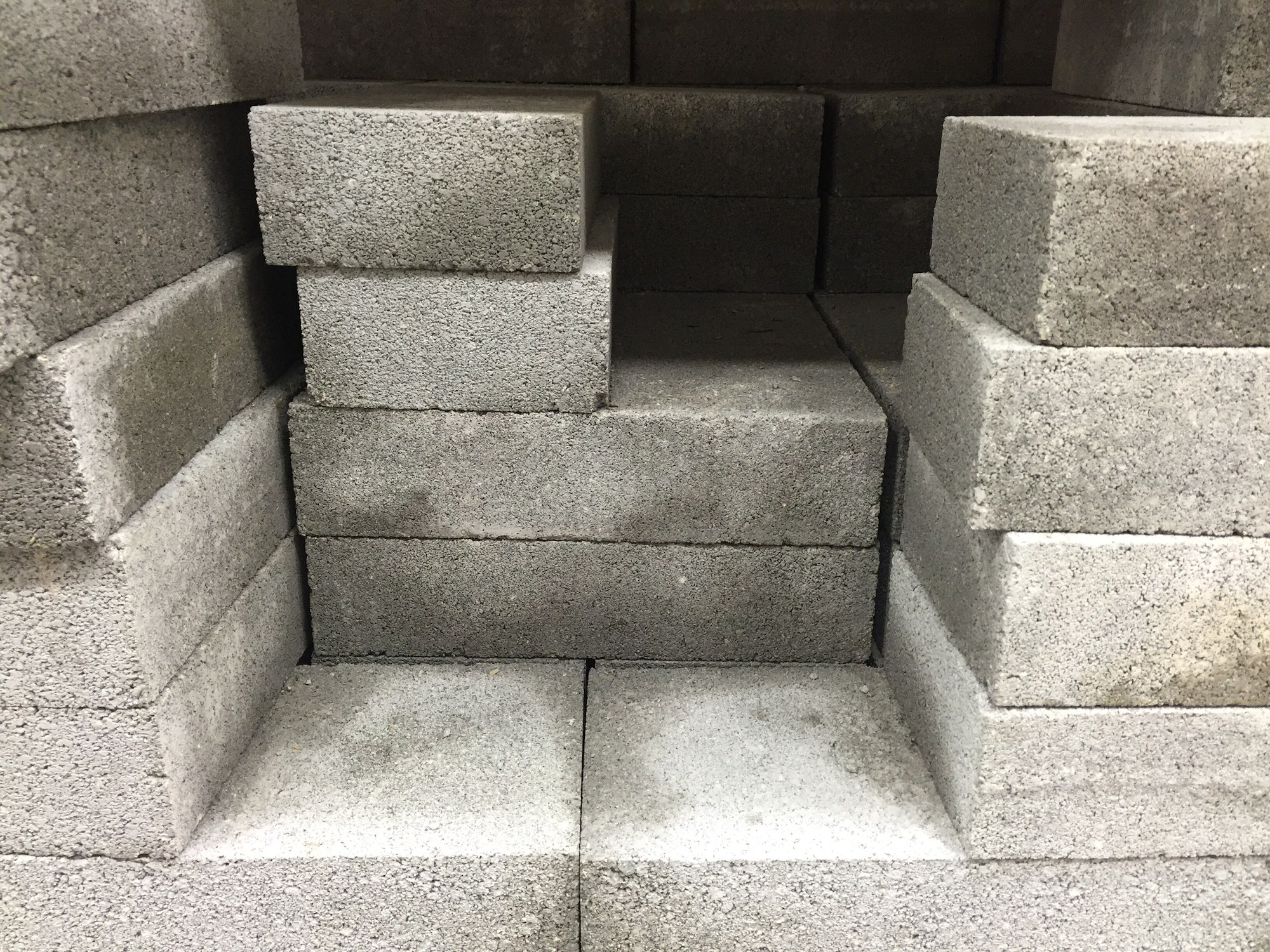 Stack of cement cinder blocks